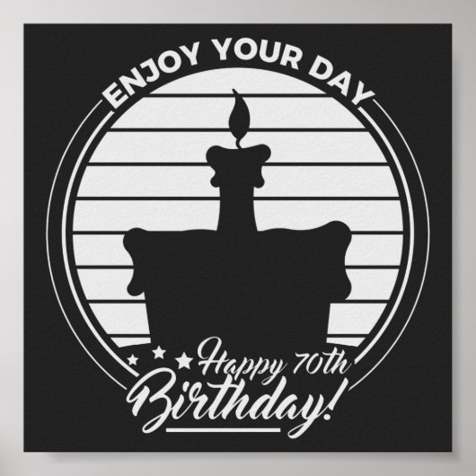 お楽しむ前の日ハッピー70お誕生日ケーキ ポスター (正面)