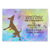 お楽しむ客様の退職踊りドッグカード (正面横)