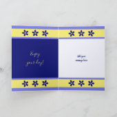 お楽しむ昼の青と黄色の写真の誕生日 カード (内部)