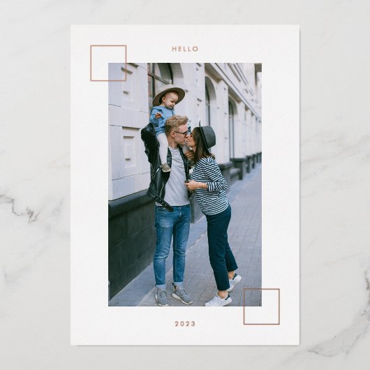 お正月おめでとう家族の写真を追加 箔シーズンカード (正面)