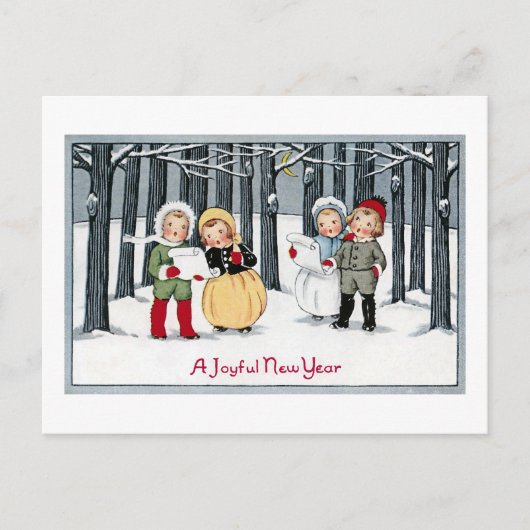 お正月に歌う子ども シーズンポストカード (正面)