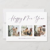 お正月に紫の写真数々のコラージュ シーズンカード (正面)