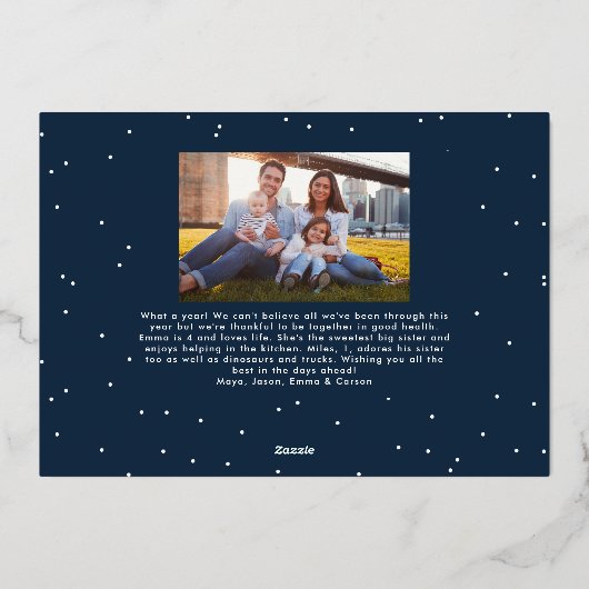 お正月のコンフェッティ 1枚の写真 ネイビー 箔シーズンカード (裏面)