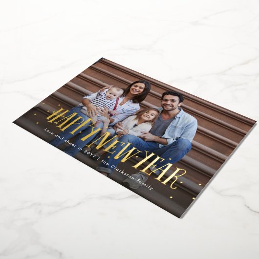 お正月のコンフェッティ 1枚の写真 ネイビー 箔シーズンカード (回転した状態)