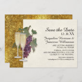 お正月のシャンパングラスと葡萄　保存記念日 招待状 (正面/裏面)