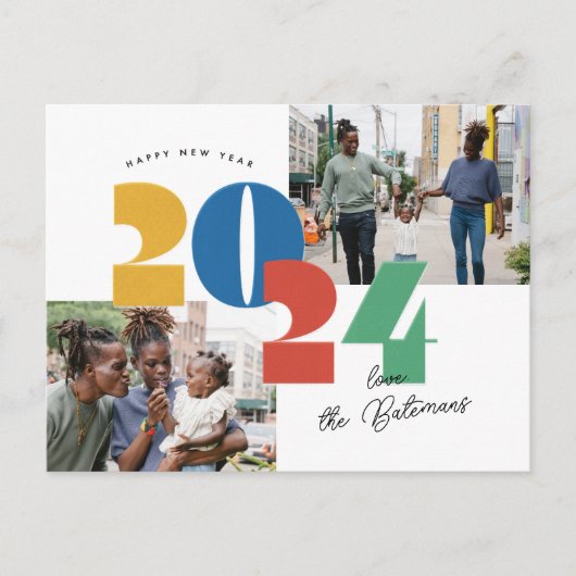 お正月のスタンプ付きフラットフォトカード シーズンポストカード (正面)