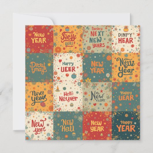 お正月のフラットなホリデーカード シーズンカード (正面)