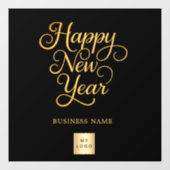 お正月のブラックゴールドビジネスロゴ ウィンドウサイン (シート)