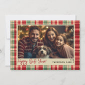 お正月のヴィンテージ・チェック柄オリジナル写真カード シーズンカード (正面)