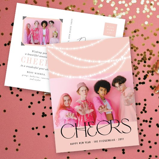 お正月の乾杯　スパークリングな光　スタイリッシュな写真 シーズンポストカード