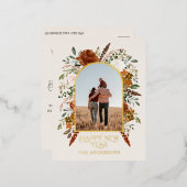 お正月の予算 植物学的な エレガントで伝統的な 箔シーズンポストカード (正面/裏面)