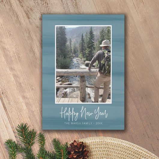 お正月の写真と柔らかい水色の青 シーズンカード