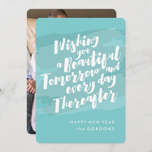 お正月の写真カード 筆のタッチ シーズンカード (正面/裏面)