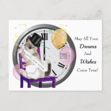 お正月の子時計はがき