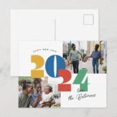 お正月の平らな写真カードにスタンプ シーズンポストカード (正面/裏面)