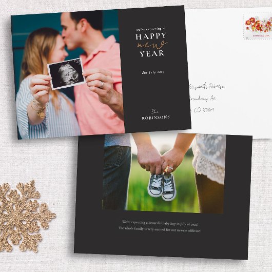 お正月の幸せなホリデー フォト カードを期待して シーズンカード