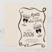 お正月の手描きパーティー招待状 招待状 (正面/裏面)