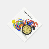 お正月の時計とリボン スタンダードカクテルナプキン (角)