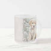 お正月の犬と雪 フロストグラスマグカップ (正面右)