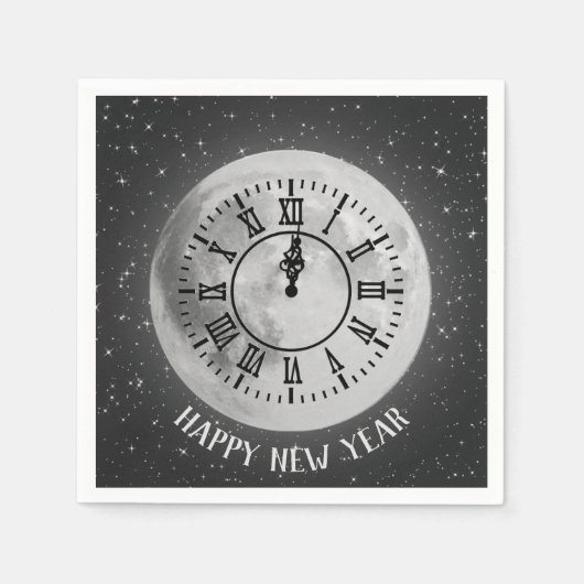 お正月の真夜中の月 スタンダードカクテルナプキン (正面)