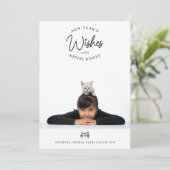 お正月の願い子ネコキスかわいいペットの写真 シーズンカード (スタンド正面)