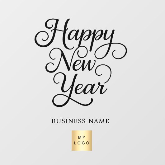 お正月の黒ビジネスロゴ クリア ウィンドウサイン (シート)