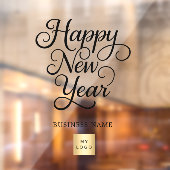 お正月の黒ビジネスロゴ クリア ウィンドウサイン (シート2)