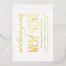 お正月パーティーのブラシ 箔招待状