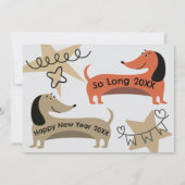 お正月パーティーダックスフンド犬楽しいユニーク 招待状 (正面)