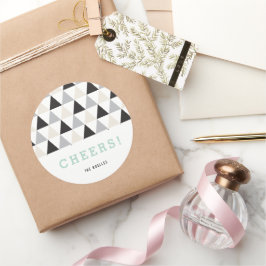 お正月乾杯 ニュートラル モダン幾何学 ホリデー ラウンドシール