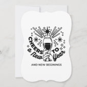 お正月祝いデザインに乾杯 招待状 (正面)