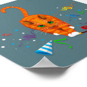 お正月遊のパーティー入りジンジャーキャット ポスター (角)