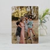 お正月4枚縦ゴールドメタリック写真カード 箔シーズンカード (立ち正面)