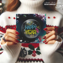 お正月 おしゃれ ネオン ブラック カード