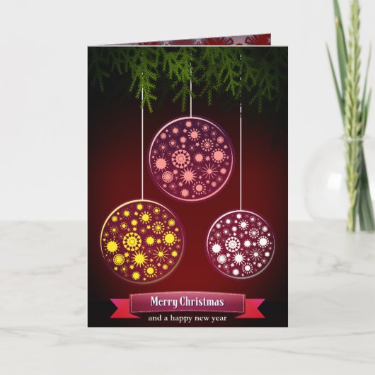 お正月 エレガントなクリスマスツリーの装飾 シーズンカード (正面)