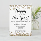 お正月 エレガント ゴールドとホワイトのコンフェッティ 招待状 (スタンド正面)