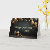 お正月 クラシック エレガント バルーン カスタム カード (黄色い花)