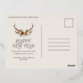 お正月 クリーム エレガント ミニマル モダン トラディショナル 箔シーズンポストカード (裏面)