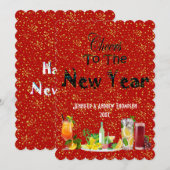 お正月 グリーティング 赤 カスタム カード (正面/裏面)