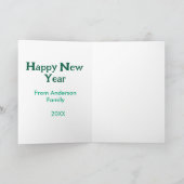 お正月 グリーン 追加 家族名 年間 シンプル カード (内部)