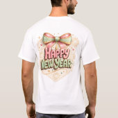 お正月 パステル リボン お祝い Tシャツ (裏面)