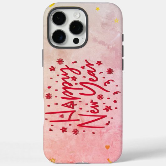 お正月 上品な赤い文字と淡いパステルカラーの星 Case-Mate iPhoneケース (裏面)