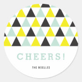 お正月 乾杯 カラフル モダン ジオメトリック ホリデー ラウンドシール (正面)