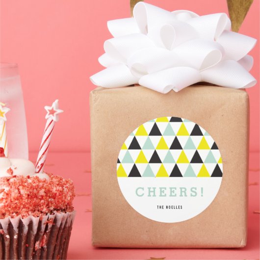 お正月 乾杯 カラフル モダン ジオメトリック ホリデー ラウンドシール (パーティー)