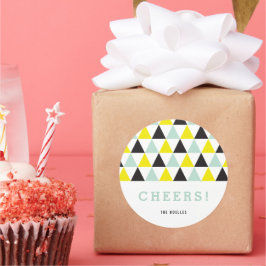 お正月 乾杯 カラフル モダン ジオメトリック ホリデー ラウンドシール