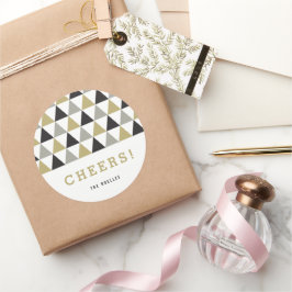 お正月 乾杯 ゴールド シルバー モダン 幾何学的なデザイン ラウンドシール