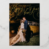 お正月 書道 休暇 フォト ホイル カード (正面)