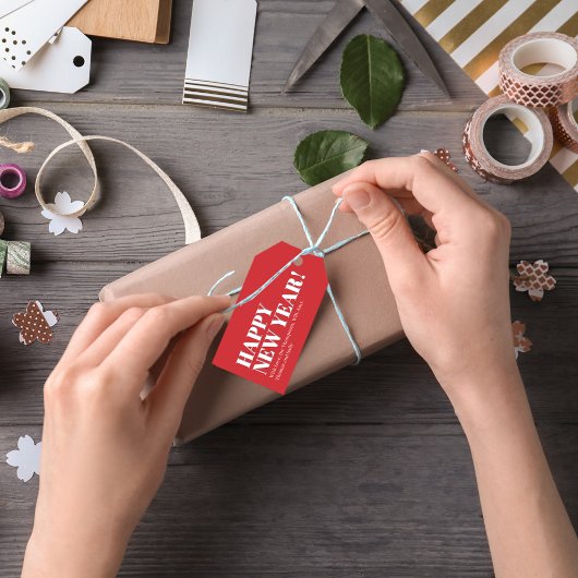 お正月 赤と白のカスタム ギフトタグ