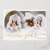 お正月 赤 2 フォト アーチ オーバーレイ コラージュ 箔シーズンカード (正面)