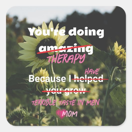 お母おもしろいさんから大人の子供までのひまわりシール スクエアシール (正面)